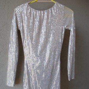 NWT! Nasty Gal Sequin Cowl Open Back Mini Dress
